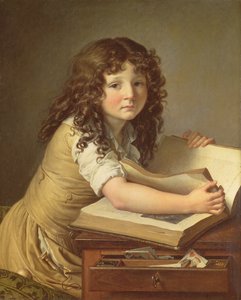 本の中の写真を見ている子供 作： Anne Louis Girodet de Roucy Trioson